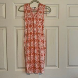 Tie dye slinky hooded dress knee length
